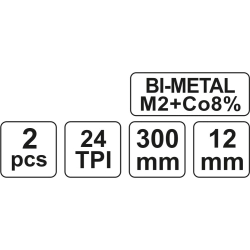 Brzeszczot do metalu, bimetal-cobalt 300 mm, 2 szt. / YT-3462 / YATO